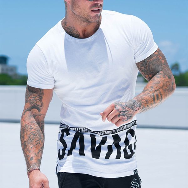 

2019 лето нового марки мышцы спортивных мужчины t-shirt фитнес gym хлопок бодибилдинг рубашка compression мужчина футболка топы tee