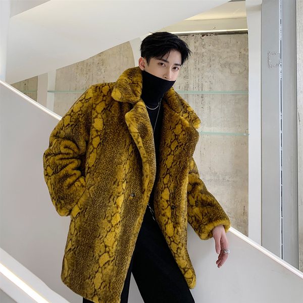 

men winter thick faux fur jacket overcoat male women couple vintage streetwear fashion hip hop casual loose coat outerwear, Black