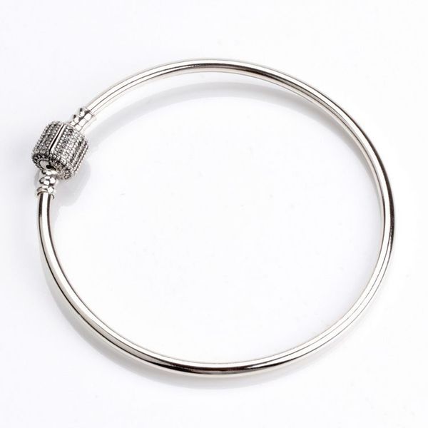 

100% 925 sterling silver womens bracelets white cz micro paved heart bracelet for pandora beads european charms, Black