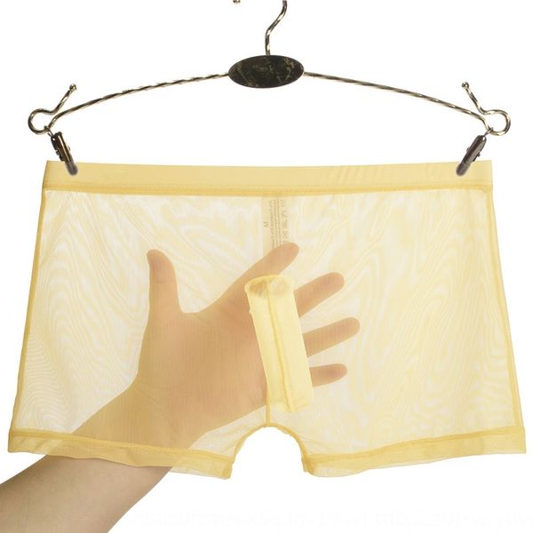 

1caka junye men's transparent elephant nose boxer pants ultra-thin underwear mesh cloth mesh cloth mid-waist bullet separation convex n, Black;white