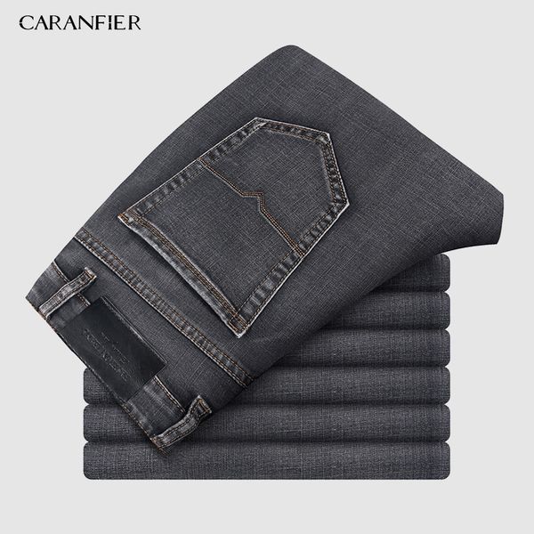 

mens clothing harlan jeans 2019 autumn new big pocket gray elastic loose denim cargo trousers brand plus size 40 42 44, Blue