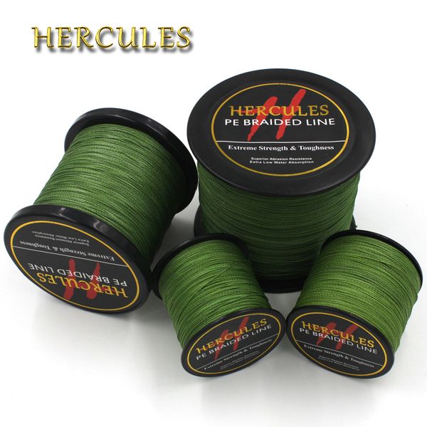 

hercules pe army green braid fishing line 4 strands 100m 300m 500m 1000m 1500m 2000m sea fishing weave super strong threads