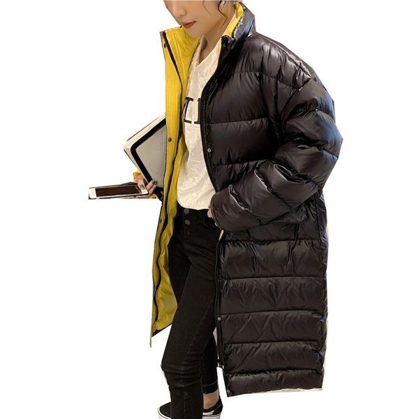

new autumn elegant women long white duck down jacket big size light thin down jacket lady coats winter jackets outwear 960, Black