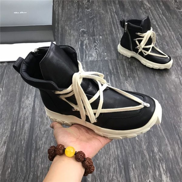 

luxury platform design dark leather pentagram inverted triangle high-shoes platform shoes men and women size 35-46, Black