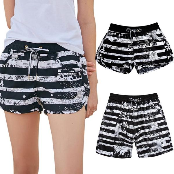 

beach swimwear summer letters stripe shorts pants women men loose beachwear