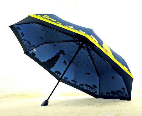 

new fashional umbrella rain women creative design giraffe prairie style fully automatic sunny rainy cartoon umbrella 50ry103