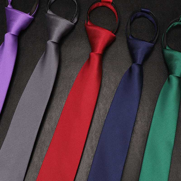 

men's casual solid color 6cm lazy zipper tie, Black;gray