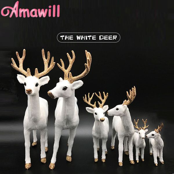 

amawill 15/20/25cm navidad elk deer christmas tree hanging ornament props gold white reindeer toys gifts xmas decorations 8d