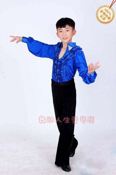 

fall and winter children's ballroom stage clothing boys latin dance skirts long-sleeved dress perfoming costumes, Black;red
