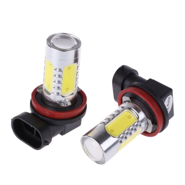 

2pcs white h8 lamp h11 led cob bulb car auto light drl driving fog lamp 12v dc