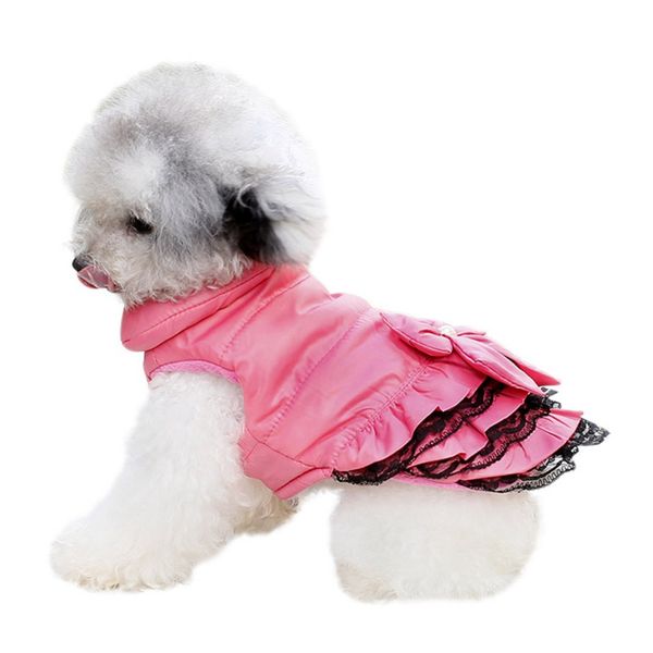 

winter warm dog dress clothes sweety bowknot pet princess dresses for puppy cats teddy winter dress