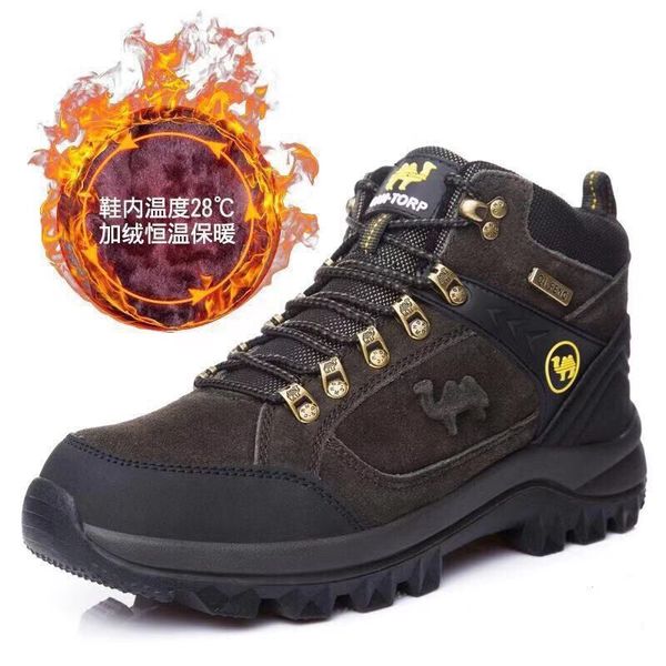 

winter men boots with fur 2019 warm leather snow boots men winter work casual shoes sneakers high rubber ankle 36-46, Black