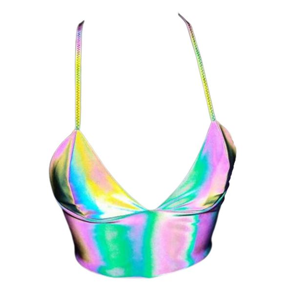 

2018 femme crop women summer women's deep v reflective camisole iheartraves crop bralette ladies croped, White