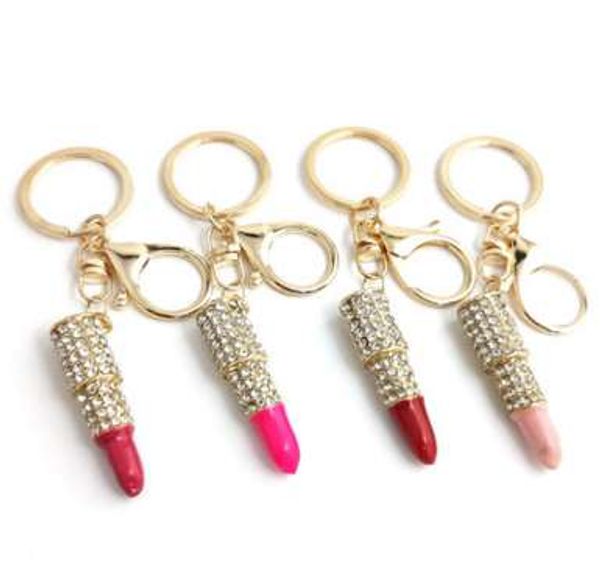 

lipstick keyring men women creative keychains street jewelry new key ring for bag hight quality wholesale, Slivery;golden
