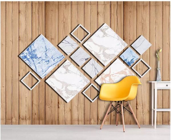 

3d wallpaper custom p mural marbled square wooden wall tv background home decor living room 3d wall murals wallpaper for walls 3 d