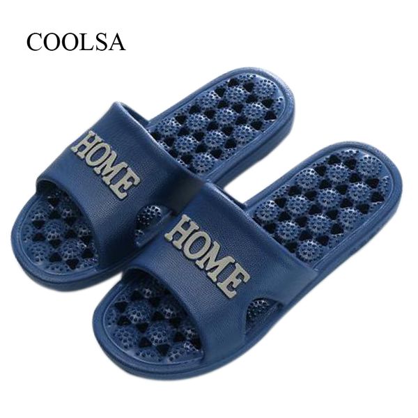 

coolsa men's summer solid flat sandals indoor leaky bathroom slippers home l health massage slippers men slides flip flops, Blue;gray