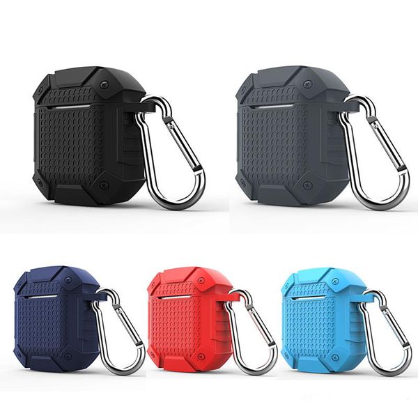 

armor cases protective cover silicone hook clasp keychain anti lost shocproof headphoens protector earphone case