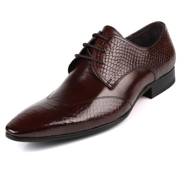 

designer mens shoes dress genuine leather black brown fashion pointed toe formal business male shoes size 37-44