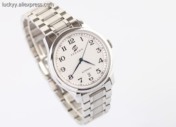 

simple watches for man automatic self-wind movement show at back full steel case and watchband wristwatches casual mens watches, Slivery;brown