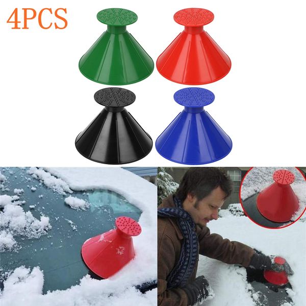 

4pcs winter snow scraper funnel ice scraper car windshield snow cone shaped removal tool car care outdoor ice shovel clean