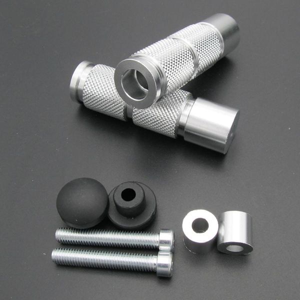 

2 pcs parts motorcycle replacement footrest foot pedal accessories tools universal round rear aluminum alloy durable threaded