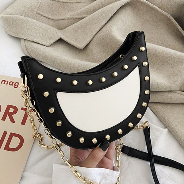 

female rivet pu leather crossbody bags for women 2020 chain shoulder messenger bag ladies hand sling handbags