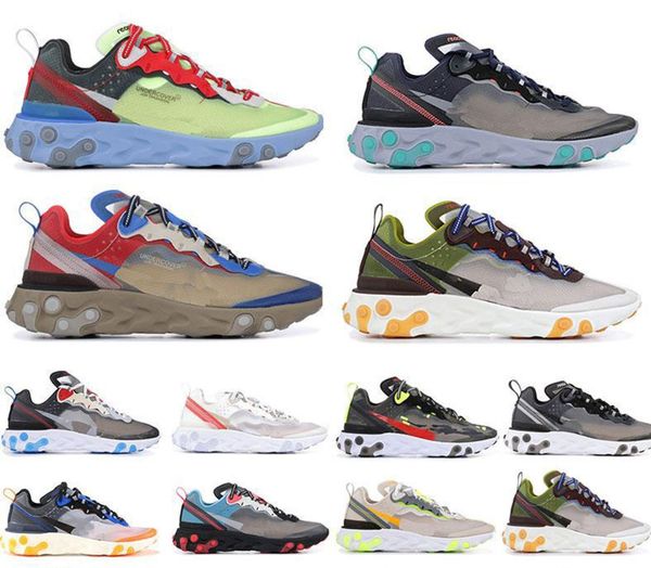 

react element 87 x undercover running shoes designer sneakers sports shoes for men women multi purposes trainers size 36-45, Black
