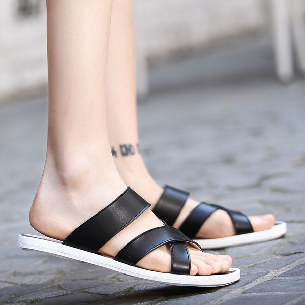 

slippers mens da fish leather grass herren piscine shower vietnam summer verano 2021 sandal playa ete hombre homme para flip-flops soft, Black