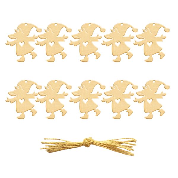 

20pcs wooden santa clasus christmas gift tags with rope christmas decoration