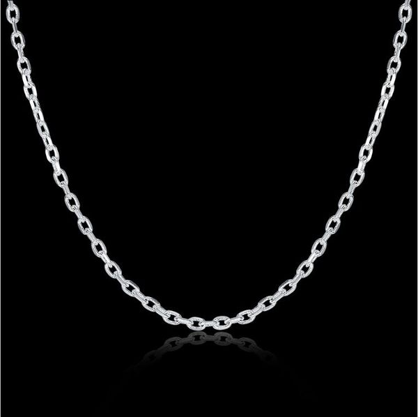

925 sterling silver plated 2mm square word chain necklace size 16-24 inch sc12 women 925 silver plated lobster clasps smooth chains jewelry