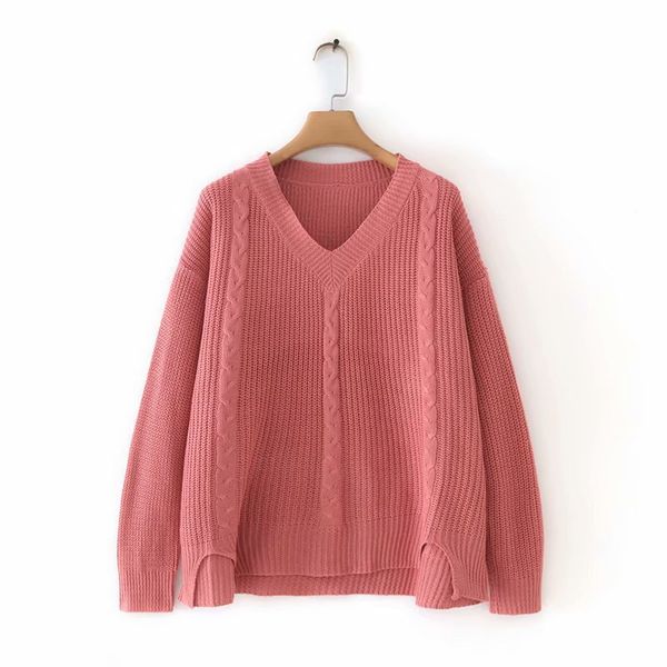 

yd35-8925 european and american fashion split v-neck sweater, White;black
