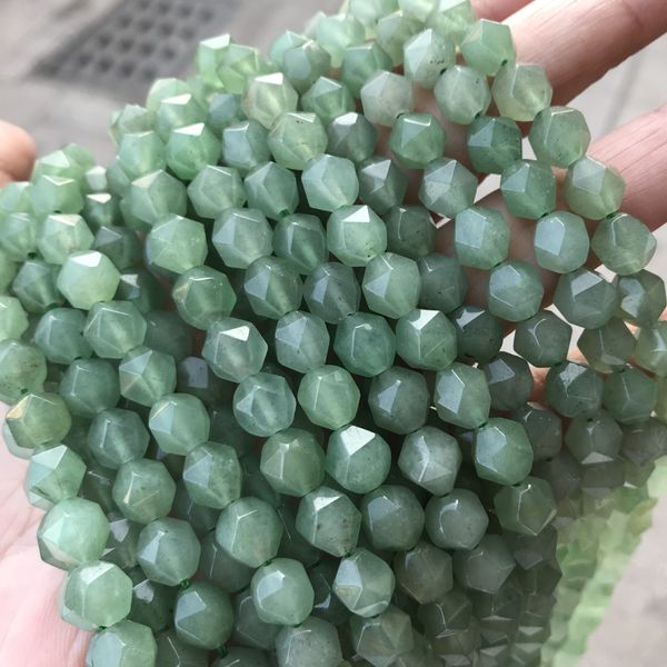 

8mm cut star angle natural green aventurine stone beads for jewelry making round loose faceted aventurine beads diy bracelet, Black