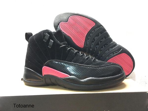 

new release 12 gs rush pink men women basketball shoes black/dark grey-rush pink 510815-006 designer sports shoes with box