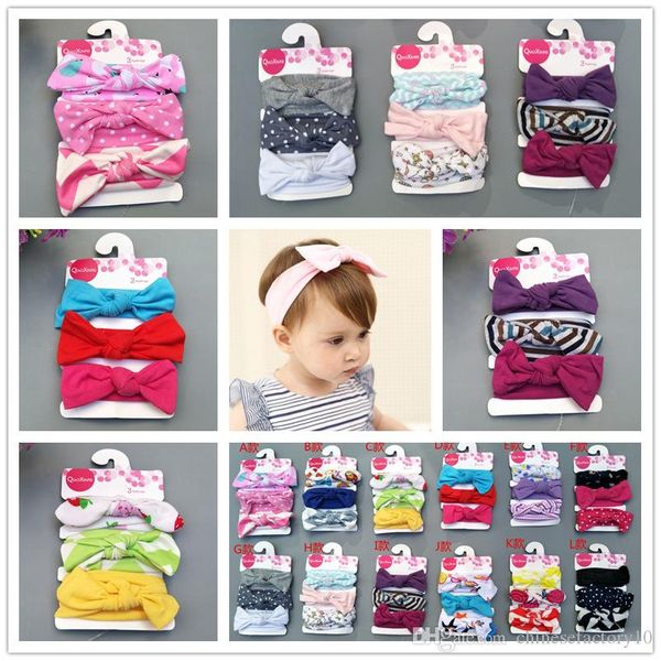 

baby girls bunny ears headband 3pcs/set bowknot cotton headbands kids hair accessories cotton girls bandanas birthday gift boutique, Slivery;white