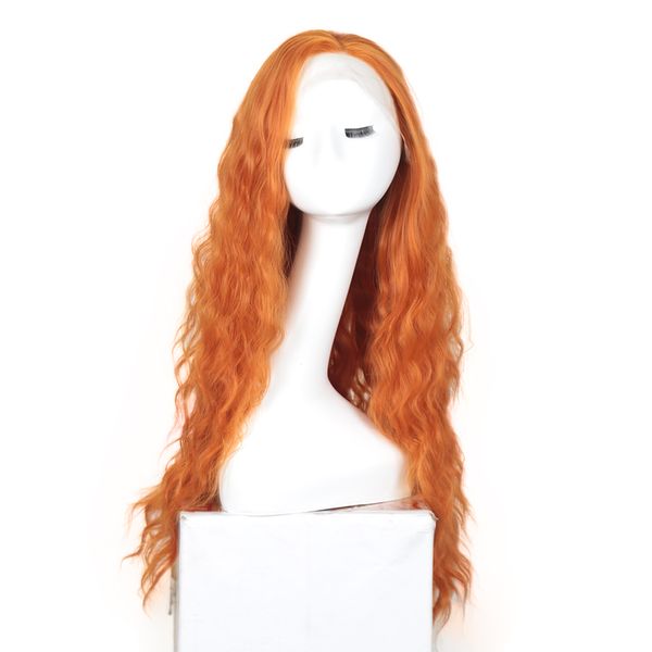 

charisma orange loose wave lace front wigs for women with side part synthetic heat resistant natural hairline synthetic lace wig, Black
