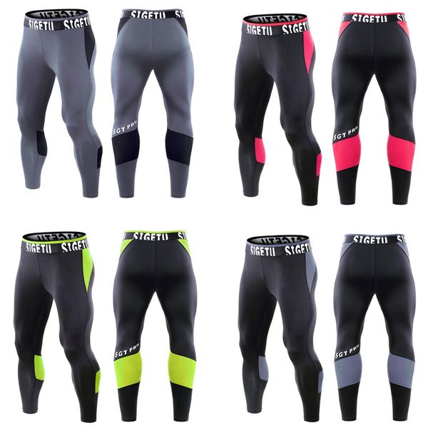 

mens summer fitness patchwork bodybuilding skin tight-drying long sports pants pantalones hombre streetwear joggers sweatpants, Black