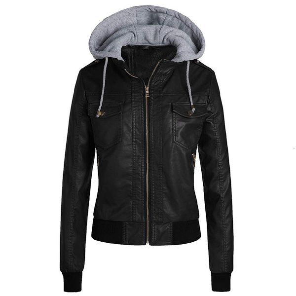 Frauen Winter Lederjacke 2019 Casual Damen Mit Kapuze Grundlegende Jacken Mäntel Khaki Weibliche Motorrad Jacke Für Mädchen Plus Größe 3XL V191022