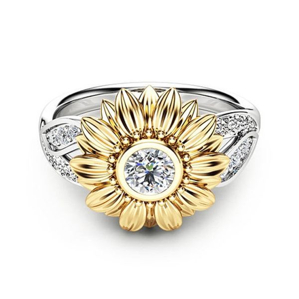 

allergy unique fashion jewelry sunflower crystal wedding rings graceful 1pc new arrival silvery, Silver