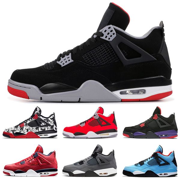 

ale new bred mens basketball shoes 4 iv travis scott singles day 4s what the tattoo wings sneaker men neon alternate sport shoes, White;red