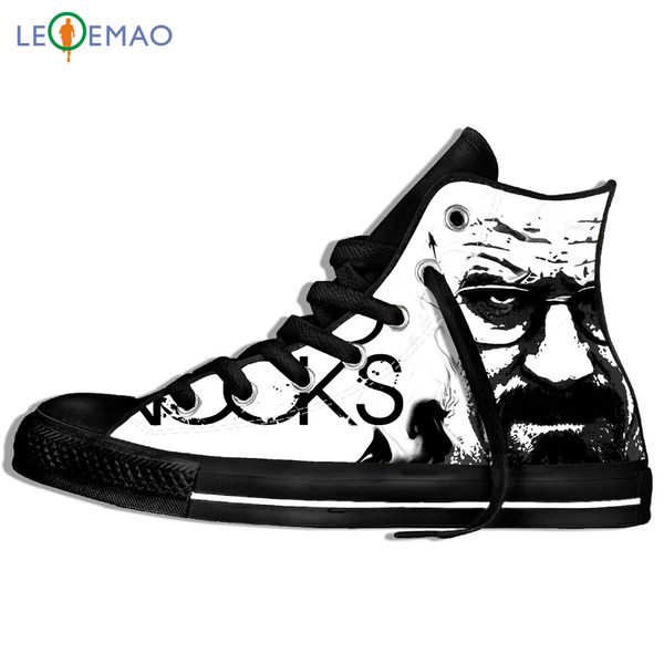 

custom logo image printing sneakers shoes men breaking bad plimsolls ble canvas canvas breathable zapatos de mujer outdoor, Black