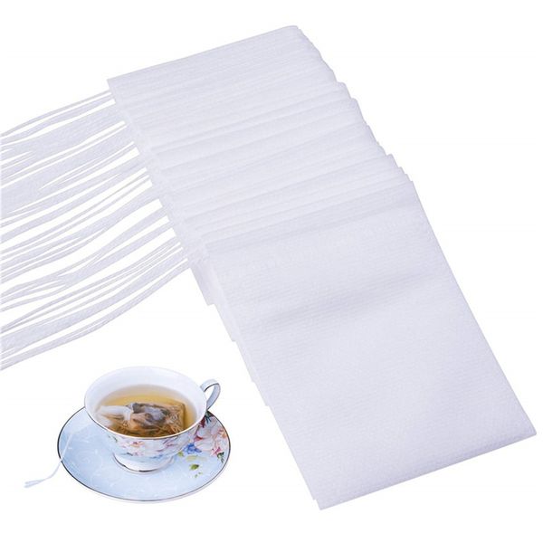 Çay için 100Pcs Lot Çay Filtre Torbaları Dokuma Tek İpli Çay Poşeti Dize Mühür Filtre Torbası