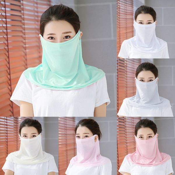 

du4ku shipping women scarf face mask sunshade chiffon handkerchief outdoor dust-proof silk masks scarf dust party mask masks, Black