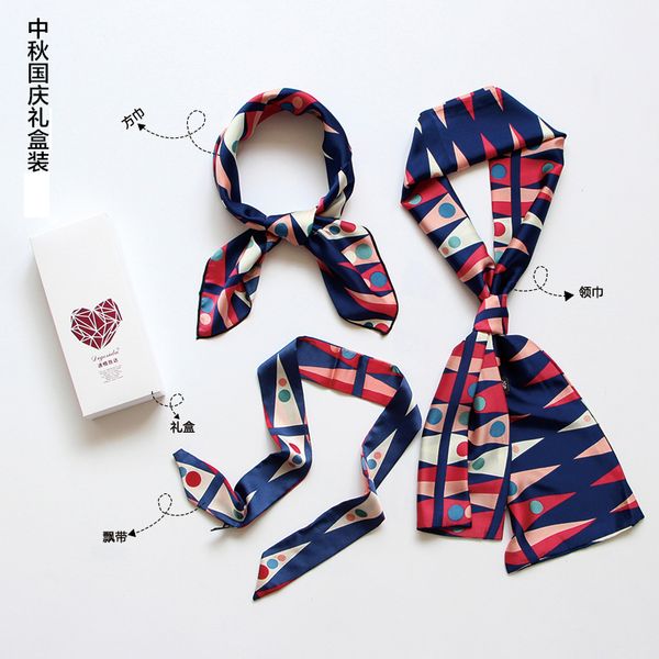 

scarf set for women multifunction silk like square narrow handkerchief bangana bag decration christmas gift