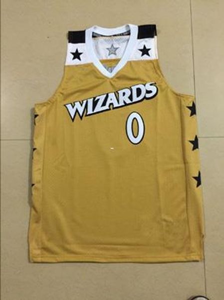 

custom retro #0 gilbert arenas washington basketball jerseys gold stitching sportswear vest throwbacks mens jersey, Black;blue