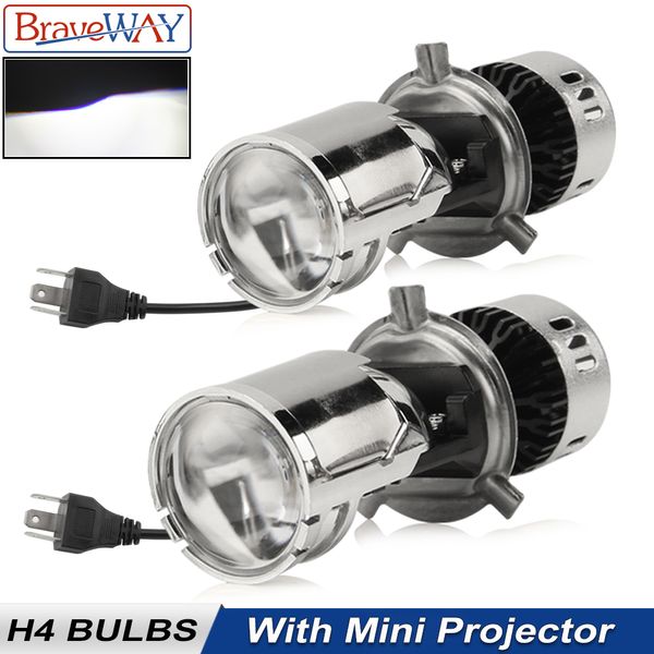 

braveway h4 led bulb with mini projector lens h4 led conversion kit 11000lm automobiles hi/lo beam headlight bulbs 12v 24v