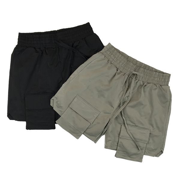 

arnodefrance classic high street multi-pocket tooling casual pants liquid silver drawstring ribbon shorts, Red
