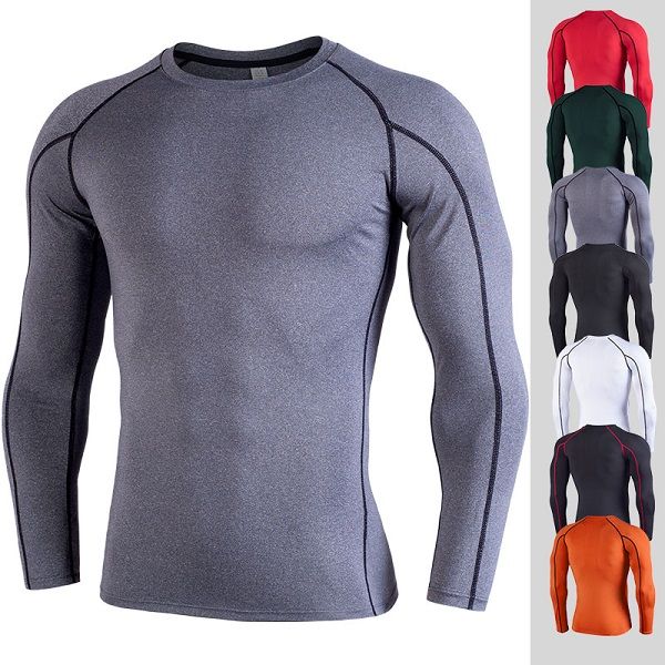 

running shirts dry fit mens gym clothing scoop neck long sleeves yldiyo underwear body building suiit polyester ap pre, Black;blue