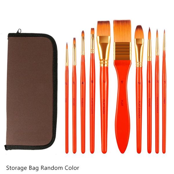 

10 brushes drawing supplies school paint brush set early education for kids beginners artists acrylic painting long handle art