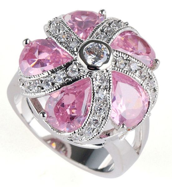 

shunxunze the new listing sell engagement wedding rings jewelry & accessories for women pink cubic zirconia rhodium plated r479 size 6, Silver