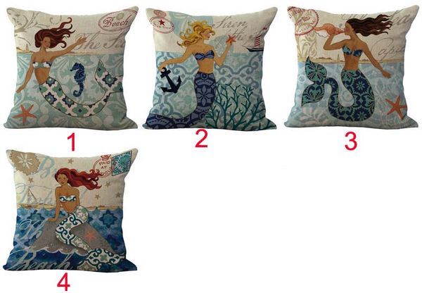 

морская русалка наволочка чехол для подушки белье хлопок квадратный бросок наволочки 4 цвета на заказ бесплатно r536
